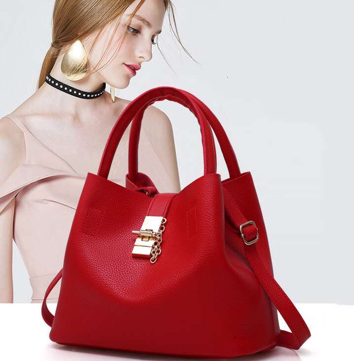 Women's Bags Handbag Woman Shoulder Large Capacity Handbag Women Crossbody Lychee Pattern PU Portable Bucket Bag Ladies Messenger Bags