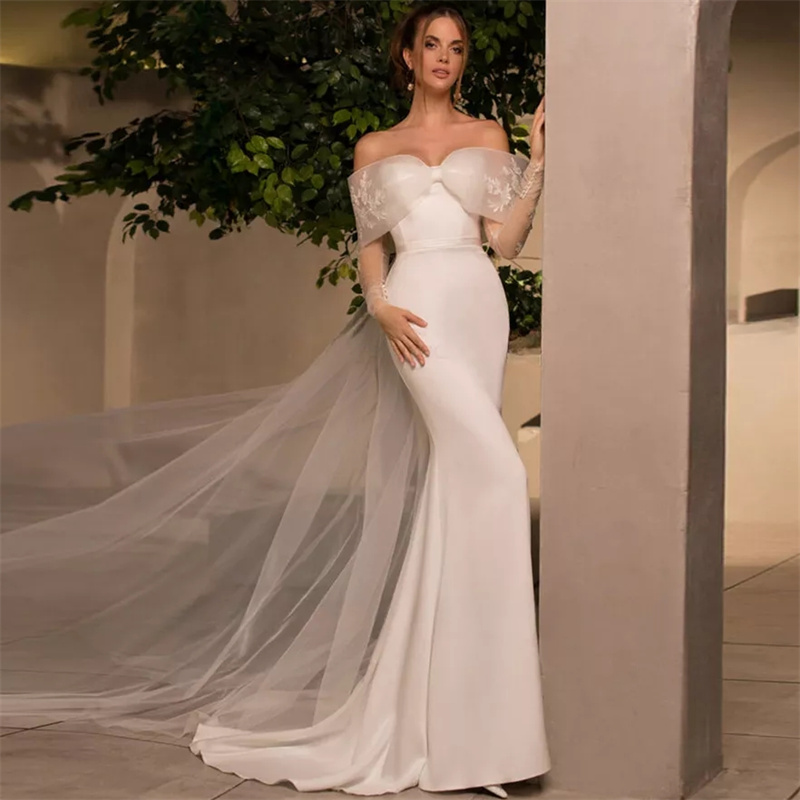 Elvish Fairy Mermaid Wedding Dresses Off Shoulders Lace Boho Country Bridal Gowns Elegant Backless Bohemian Bride Dress Gelinlik Robe De Mariage 2025 