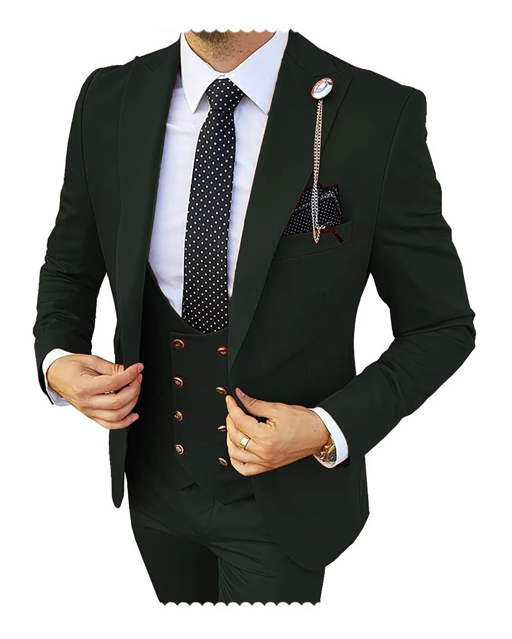 Formal Men 3 Pieces Tuxedos Slim Fit Business Suits Groom Champagne Wedding Suit BlazerPantsVest 241220