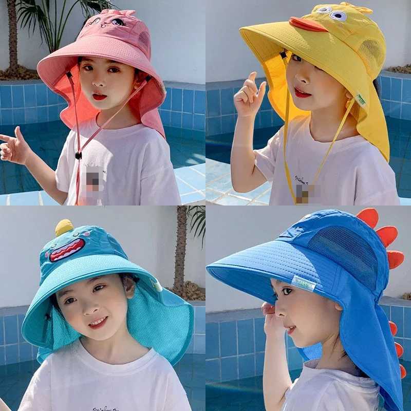 Caps Hats Childrens sun hat summer childrens outdoor collar earmuffs UV protection beach boys and girls travel flip cover H24122326IV