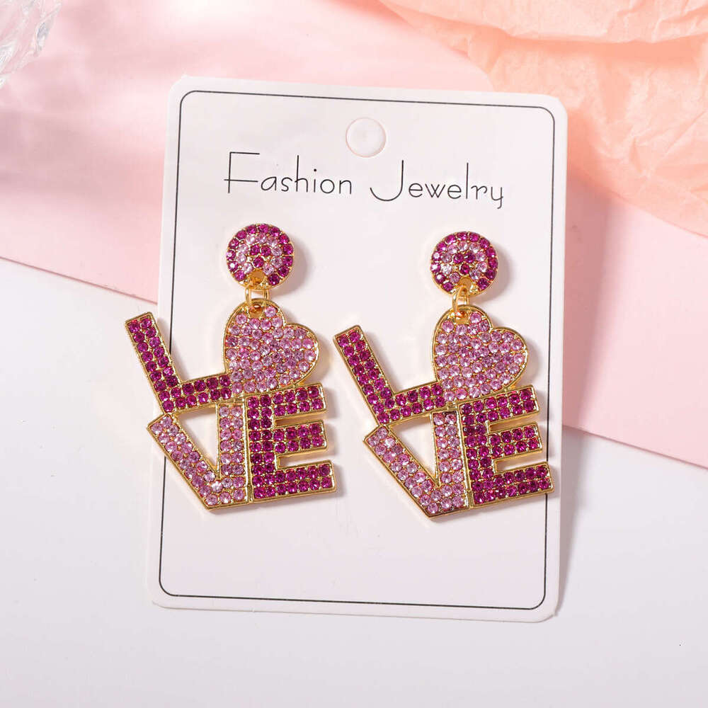 New Valentine's Day series with zircon inlaid letters, stylish trendy, versatile earrings and accessories for women