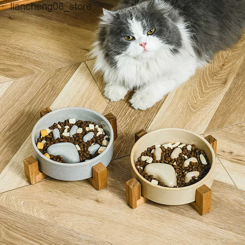 Dog Bowls Dishes New Slow Food Bowl Ceramic Food Bowl for Dogs and Cats Slow Food Bowl Pet Supplies Anti Knock Anti Choke Feeder Dog Accessories L2409