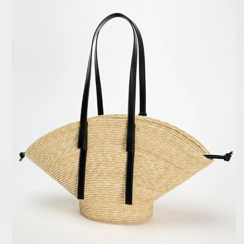 Large Capacity Woven Women 2024 New Summer Leisure Handbag Seaside Vacation Beach Shoulder Bag