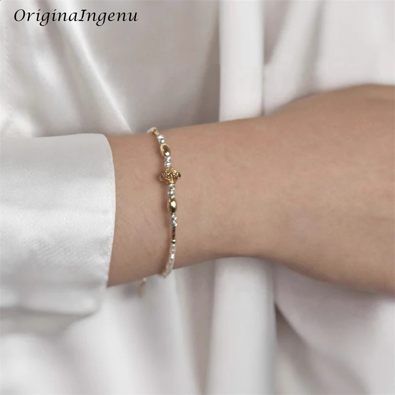 14K Gold Filled Natural Baroque Pearl Bracelet Handmade Gold Beads Bracelet Waterproof Tarnish Resistant Jewelry Women Bracelet 241220