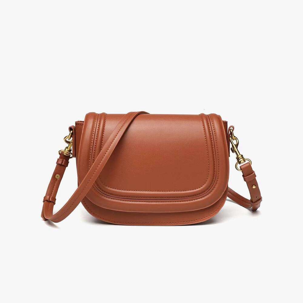 Saddle Women's Leather Bag With Wide Shoulder Strap - Diagonal Crossbody For Hot Everyday Style -