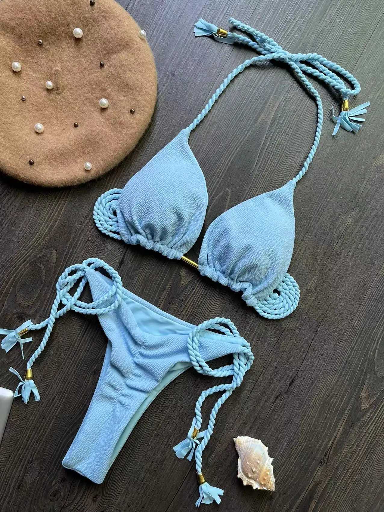RUOTONSEPT Sexy Braiding rope Bandage Bikini Set Womens Swimsuit Two-piece Triangle Swimwear Bathing Suit Brazilian BiquinisXJ241223