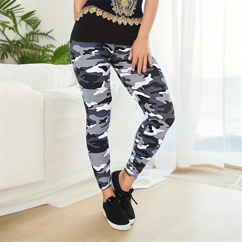 Camouflage Printed White Gray Sexy Womens Leggings Sports Jacket Tight Pants High Elasticity Slim Fit y241203
