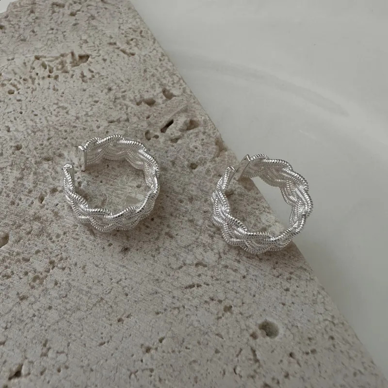 1 Piece Original 925 Sterling Silver Woven Fashion Clip On Earring Without Piercing Multi-Layer Ear Curff Woman 241220