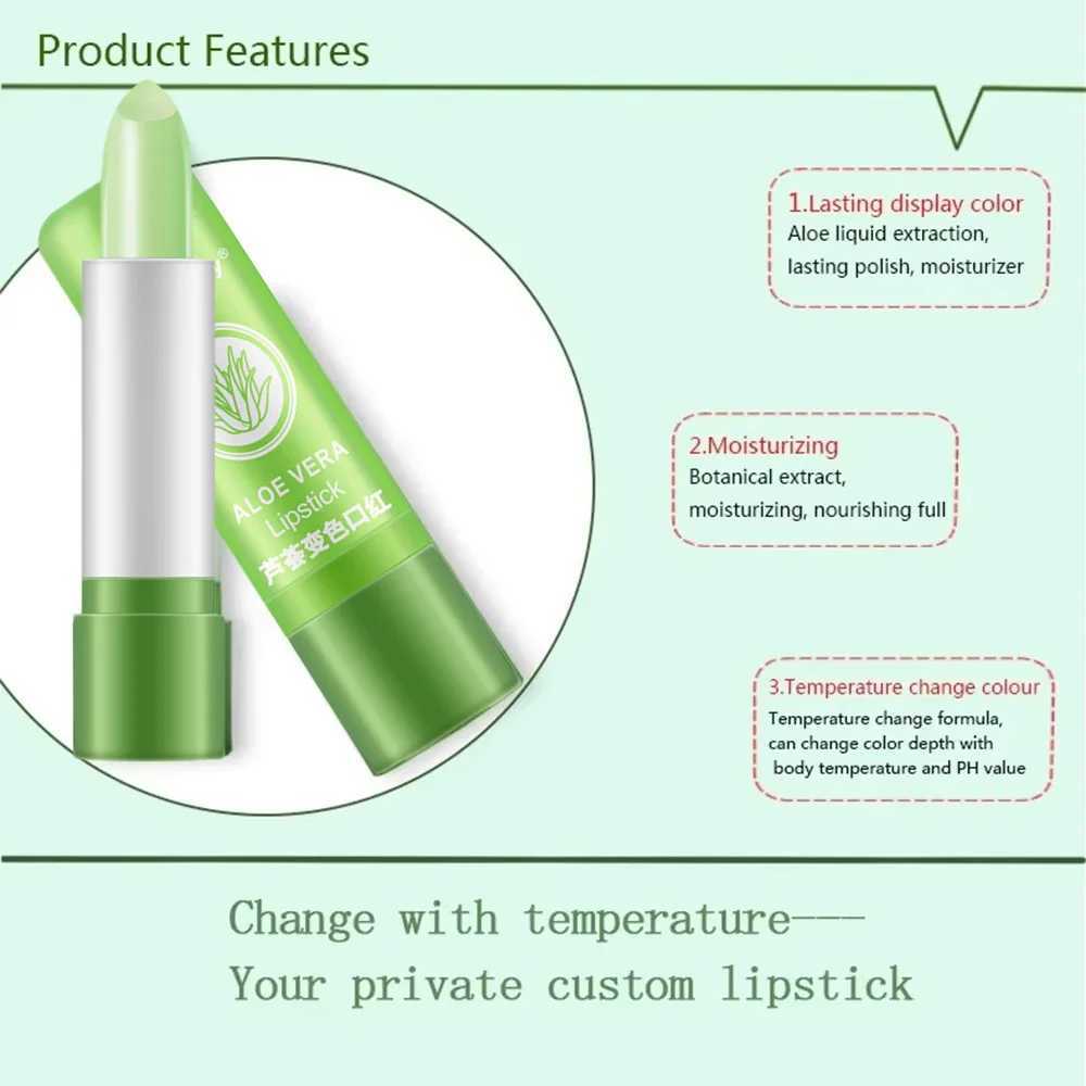 New Natural ALOE VERA Temperature Change Color Jelly Lipstick Long Lasting Moistourizing Lip Makeup Lip Balm Lip GlossXJ241223