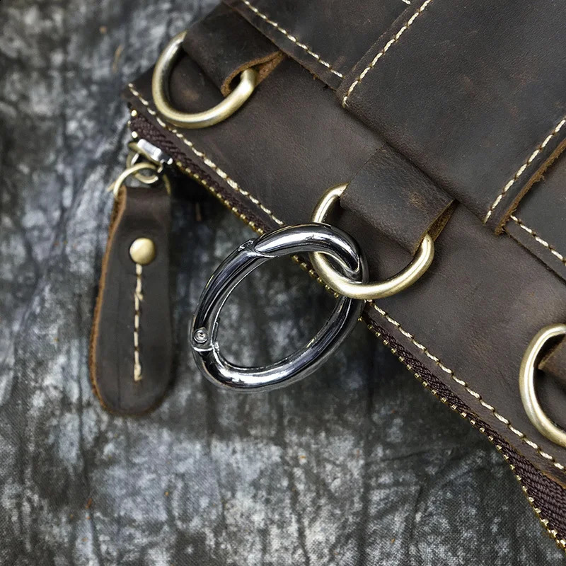 Men Vintage Genuine Leather Waist Pack Shoulder Strap Belt Bag Small Crazy Horse Leather Crossbody bag Belt Phone Pouch 241223