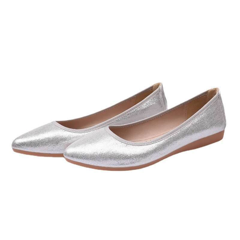 2021 Spring New Flat Single Women's Korean Edition Versatile Pointed Shallow Mouth One Step Stepping Grandma Scoop Bean Shoes