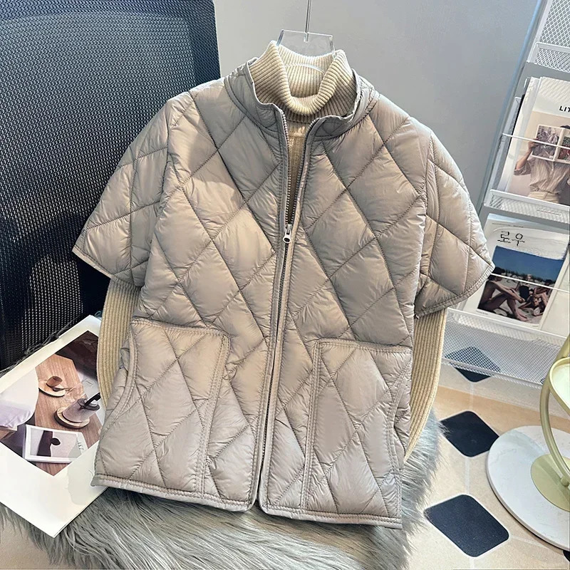 Cottonpadded Vest for Women Half Sleeve Waistcoat with Plus Size Down Jacket 241220