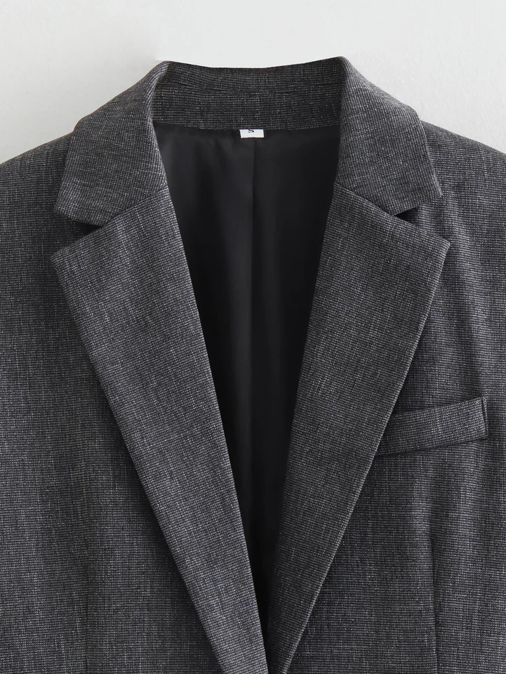 TRAFZA Office Lady Blazer Suit Womens Lapel Single Button Pocket Blazers and Pant Autumn Fashion Blazer Suit 241220