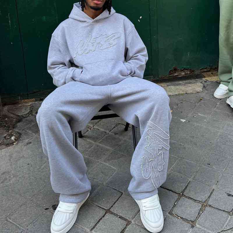 Y2K street niche hip-hop style with personalized and creative letter print pullover hoodie set