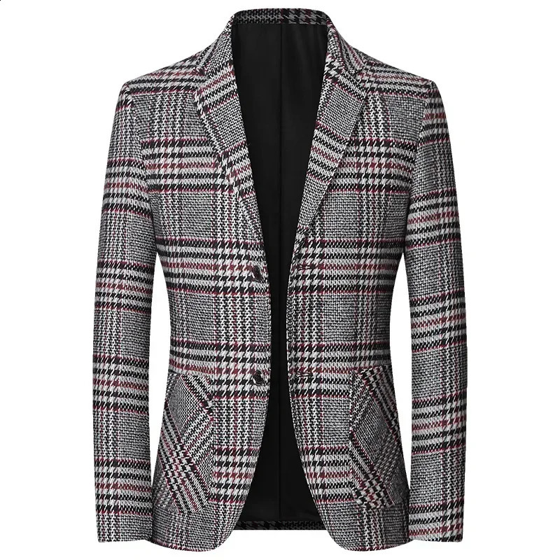 Men Plaid Business Casual Blazers Jackets Spring Autumn Suits Coats High Quality Male Slim Fit Blazers Jackets Coats Size 4X 241220