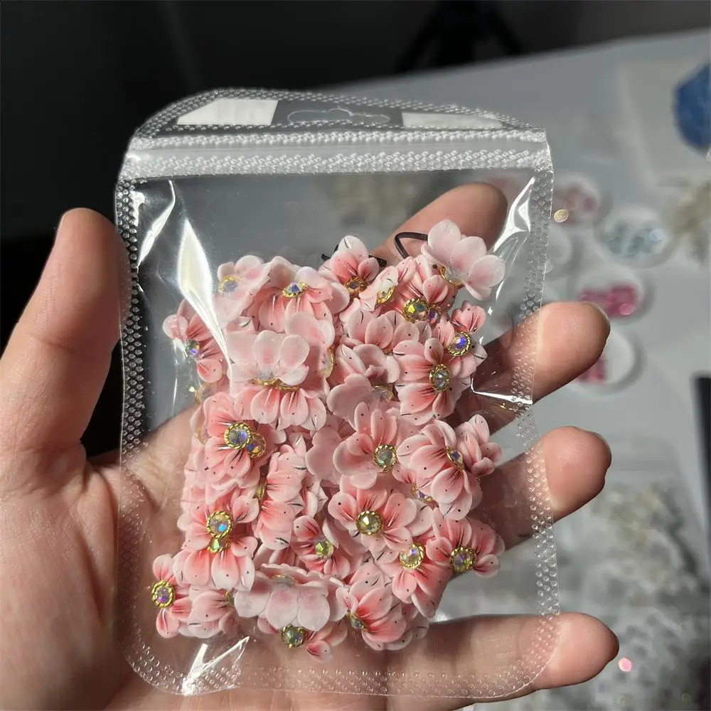 10pcs 3D Exquisite Carving Flower Nail Art Charms Simulation Carved Floret Parts AB Diamond Vivid Butterfly Nail Ornament 241223