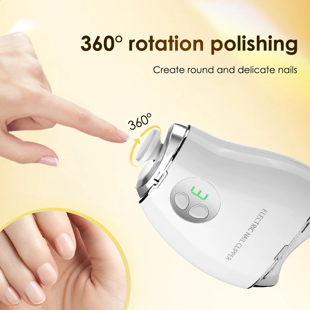 Electric Nail Clipper With Blue Light Adult Baby Toes Automatic Nail Clippers Grinder Manicure Cutter Trimming Polishing Tools 241223
