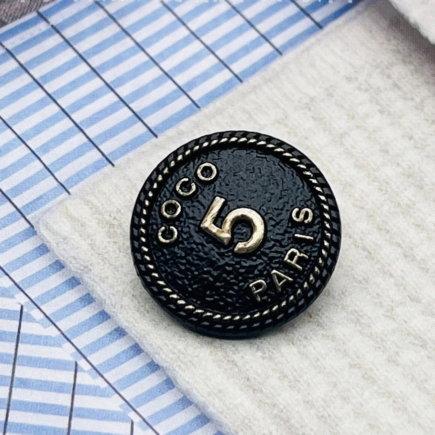 Luxury Design Golden Black White 5 Five Number Round Metal Buttons For Clothing DIY Sewing Accessories Decor Button