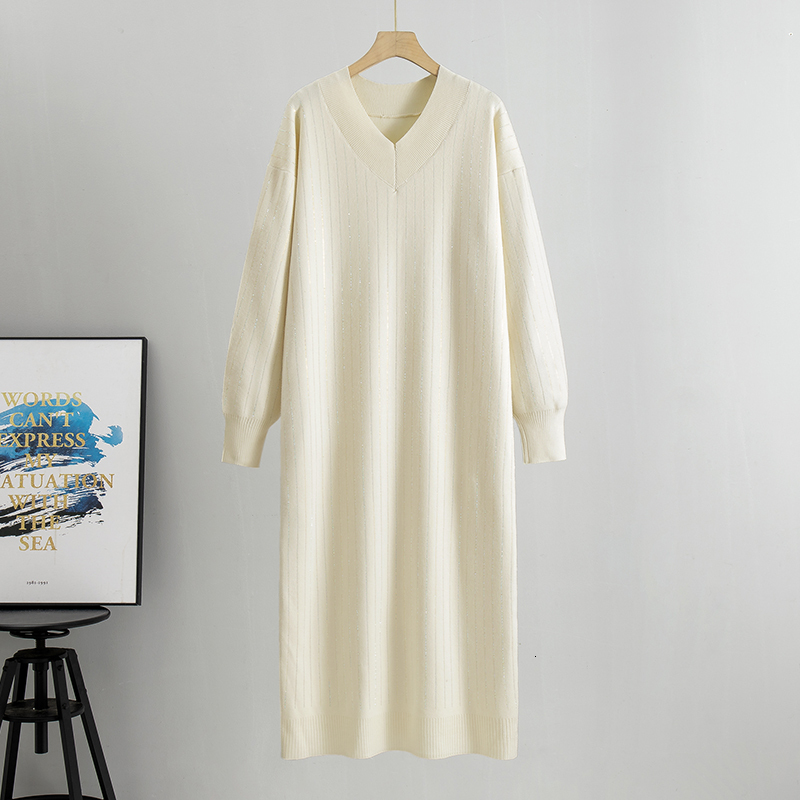 Spring Long Sleeve Party Midi For Women V Neck Elegant Sweater Dresses Ladies Slim Waist Knitted Dress