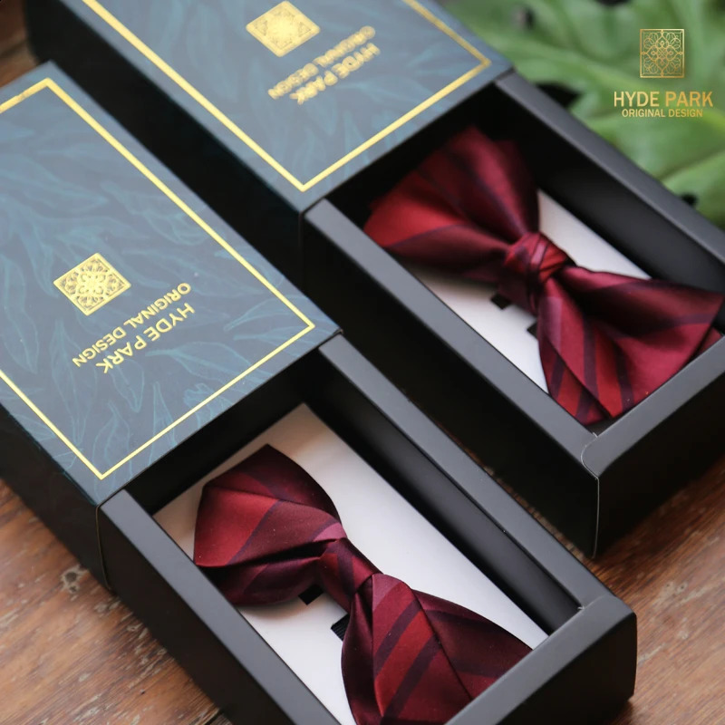 Red striped purple dark Burgundy grooms mens wedding gift box set mens tie 241220
