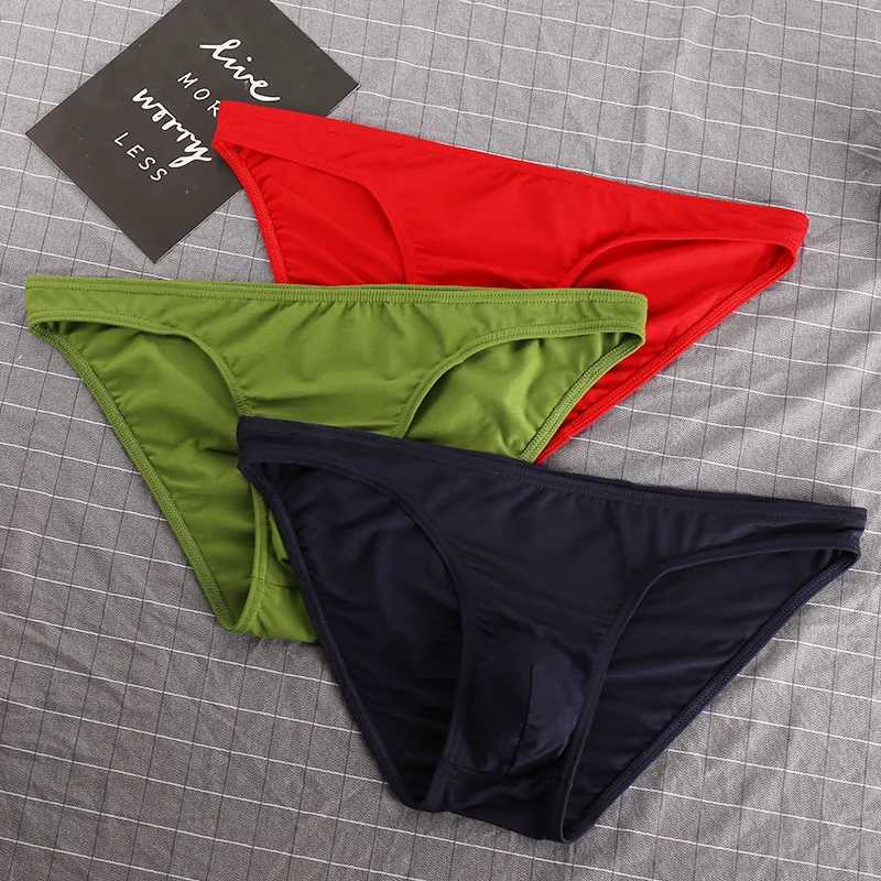 3 pieces of Pouchsexy underwear cotton underwear para hombre mens tight fitting clothes mens comfortable solid underwear mens breathable underwear W24