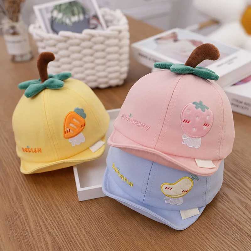 Caps Hats Cute fruit embroidered baby baseball cap summer baby outdoor sun hat soft candy adjustable baby boy girl foot pad cap H241223