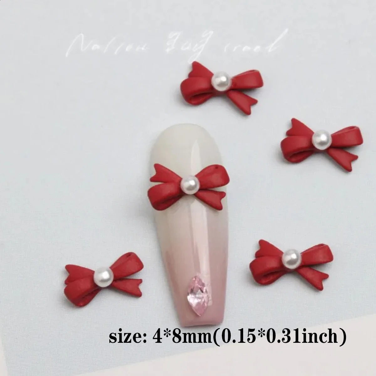 Nail Charms Art Ribbon Parts Gold Silver Bow with Pearls Jewelry DIY Decoration Rhinestones Accessories Manicure Kawaii 241223