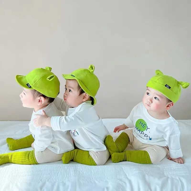 Caps Hats Cartoon Baby Baseball Hat Green Fun Childrens Bucket Hat with Ears Spring Summer Preschool Boys and Girls Fishermans Hat Bini H241223