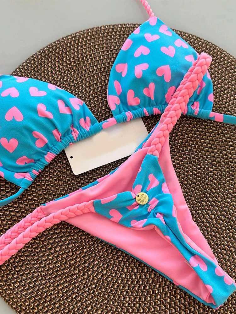 Women New Summer Bikinis Set Sexy Split Print Swimwear Fashion Beach Holiday Bikini 2 Piece Set Brazilian Beach Swimsuit BikinisXJ241223