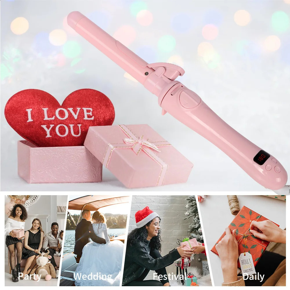 Long Barrel Curling Iron Instant Heat Ceramic Wand Curler 1 Inch Dual Voltage Crimping Curling Iron Hair Waver for Beachy 241223