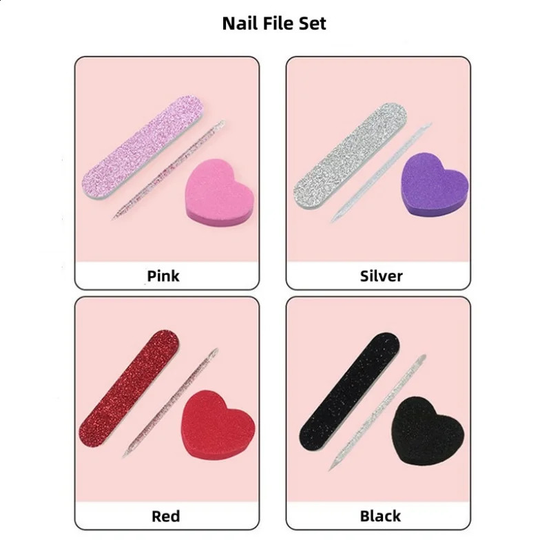 30Sets 3pcs/set Nail File Set Nail Art Crystal Dotting Pen Professional Sandpaper Cuticle r Buffer Files Manicure Tool Set 241223