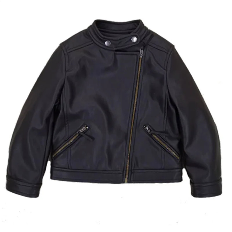 Spring Autumn Girl PU Leather Motorcycle Jacket 1-10 Years Kids Little Girl Outerwear Coat Infant Baby Girl Catwalk Outfit 241223