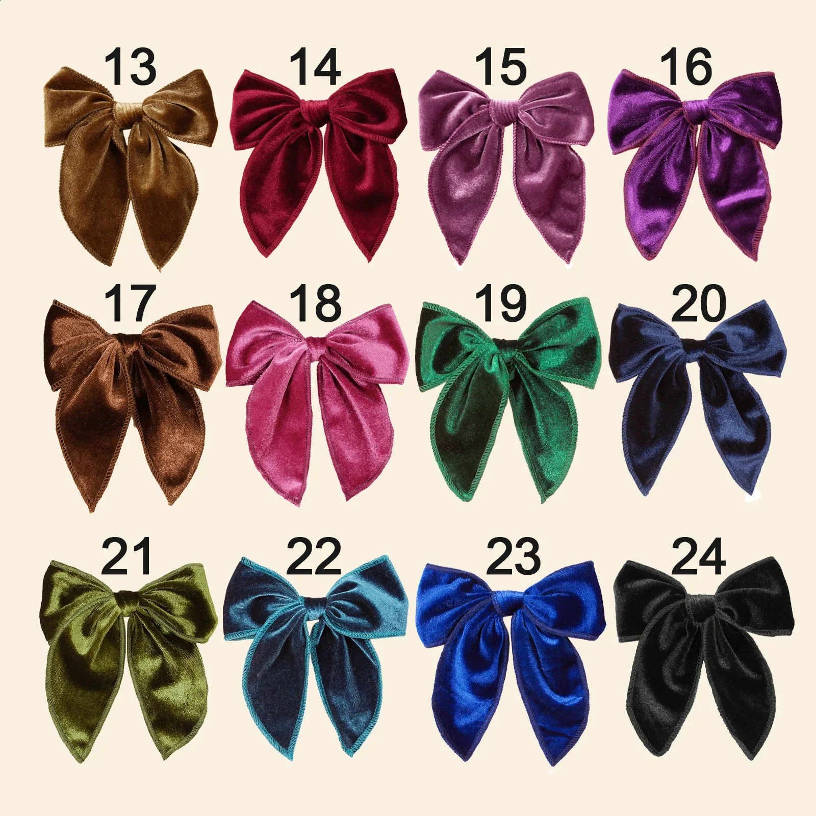 12Pcs/Lot Velvet Fable Bow Hair Clips for Girls Women Large Sailor Head Bows Accessories Hair Grips Kids Christmas Baby Toddler 241223