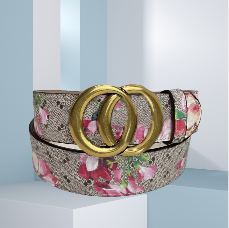 Simple designer belt men flower leather belts luxury belt high quality smooth buckle plated gold classic letter vintage waistband outdoor formal om0113 C4