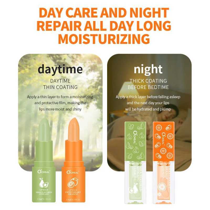 Lip Balm Lip Gloss Set PH Color Change Honey Avocado Moisturizing Long Lasting Lips Care Light Pink Lipstick Lip Tint for WomenXJ241223