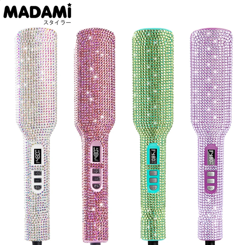 Rhinestone Flat Iron For a Straightening Irons LCD Display Floating 2 Inches Wide Plate Hair Straightener Curler 241223