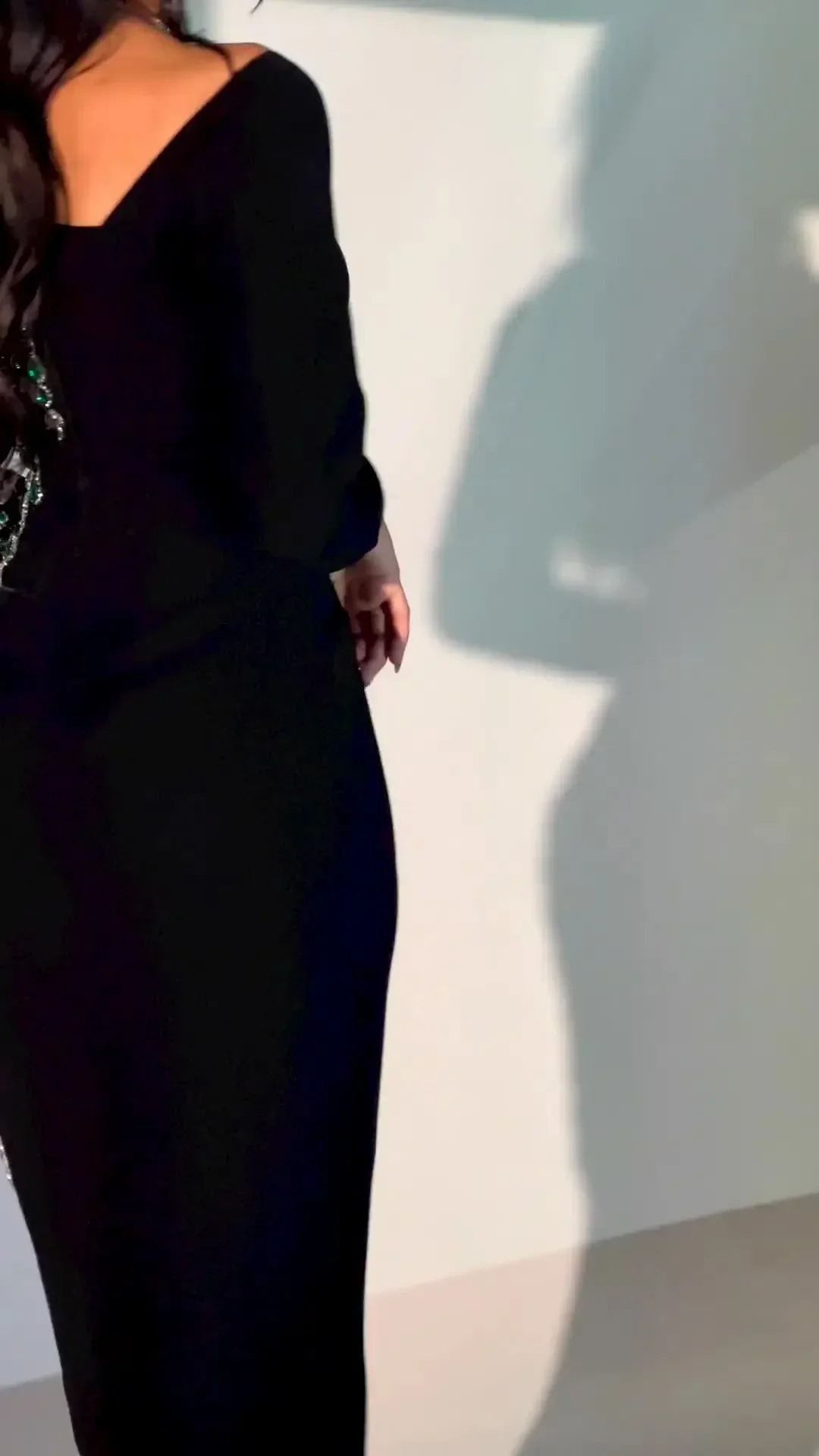Customized Black Off Shoulder Long Sleeves Evening Dresses for Women Beadings Crystals Ankle-Length Formal Party Prom Dresses 241217