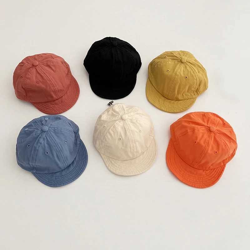 Caps Hats Solid color childrens baseball cap soft Brim summer baby cap casual adjustable childrens sun vision H241223