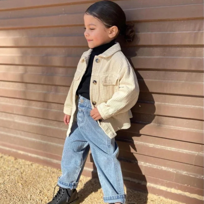 Fashion Baby Girl Boy Corduroy Shirt Jacket Pocket Infant Toddler Kids Spring Autumn Coat Child Outwear Baby Clothes 1-8Y 241223