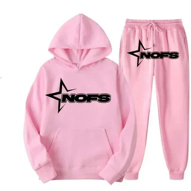 Men's Wear Loose Fitting Suit Trendy Pocket Hoodie And Sweatpants 2 Piece Set For Man Casual Letter Printed Outfits Elastic Waist Pants Suit