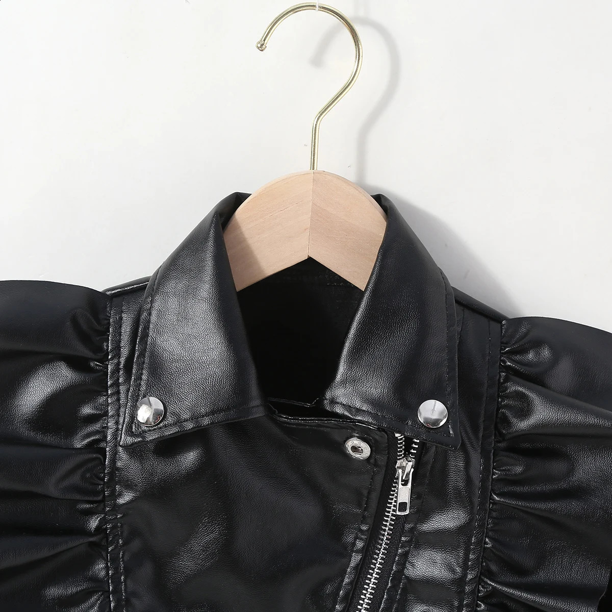 hibobi Toddler Solid Color Lapel Leather Hat Baby Girl Spring Autumn Winter PU Coat Fashion Leather Jackets For Kid 1-7Y 241223