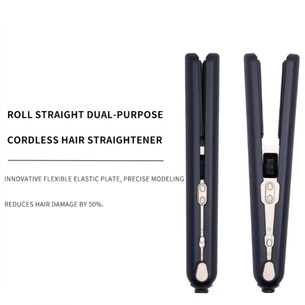 2 In 1 Cordless Hair Straightener Curler LCD Display USB Charging Ceramic Iron Smooth Styler Hairdressing Tools