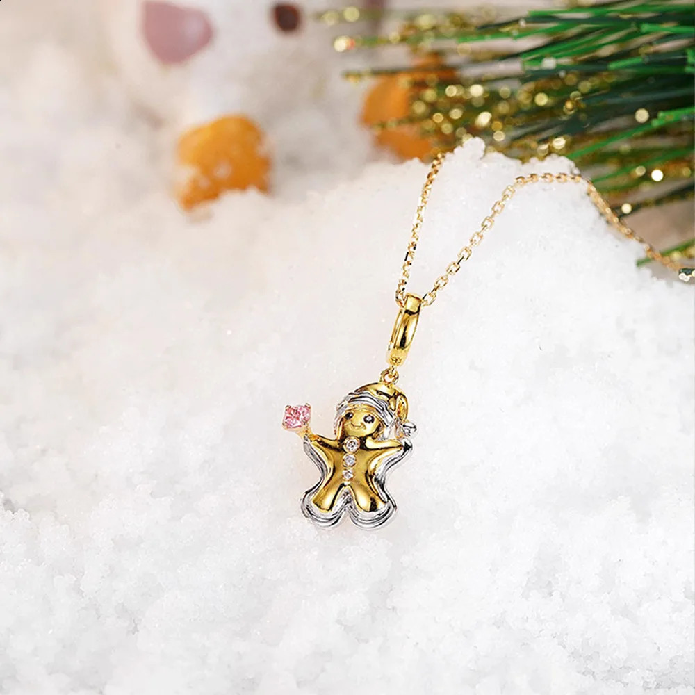 925 Sterling necklace gingerbread man necklace color coded cute soft cute exquisite versatile gift women 241220
