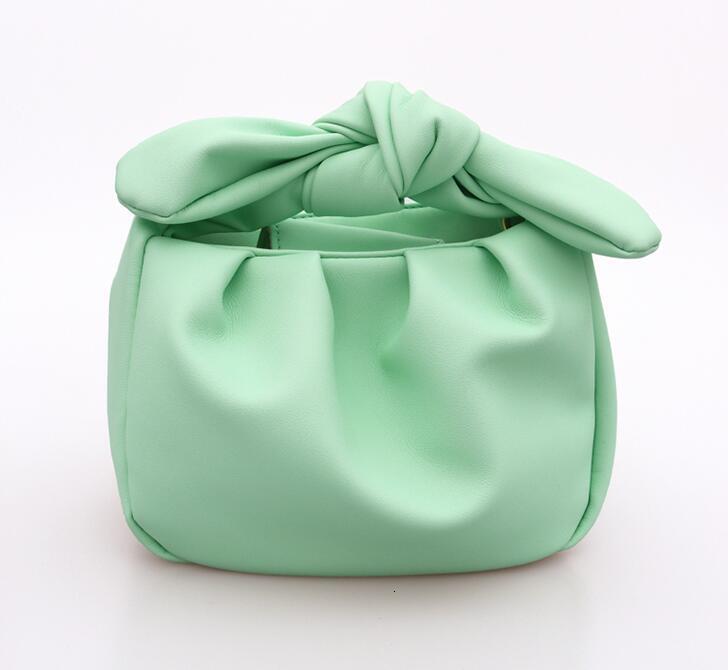 Spring And Summer 2022 New Yellow Soft Cloud Bow Decoration Fold Simple Basket Messenger Bag