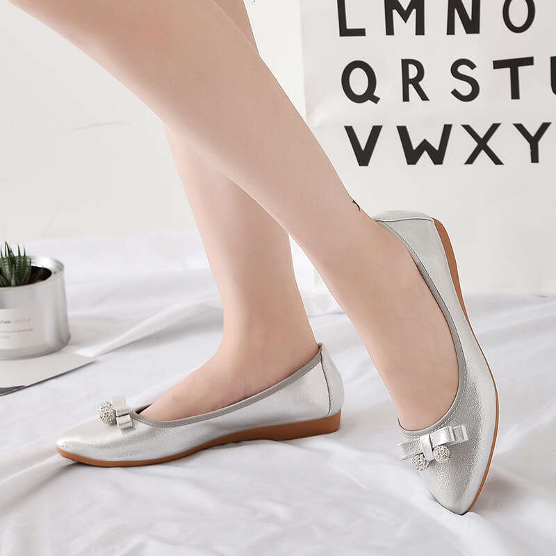 Cow Tendon Soft Soled Bean For Women 2021 New Summer Versatile Korean Version Etiquette Shoes, Shallow Mouth Nurse Flat Sole Single Shoes