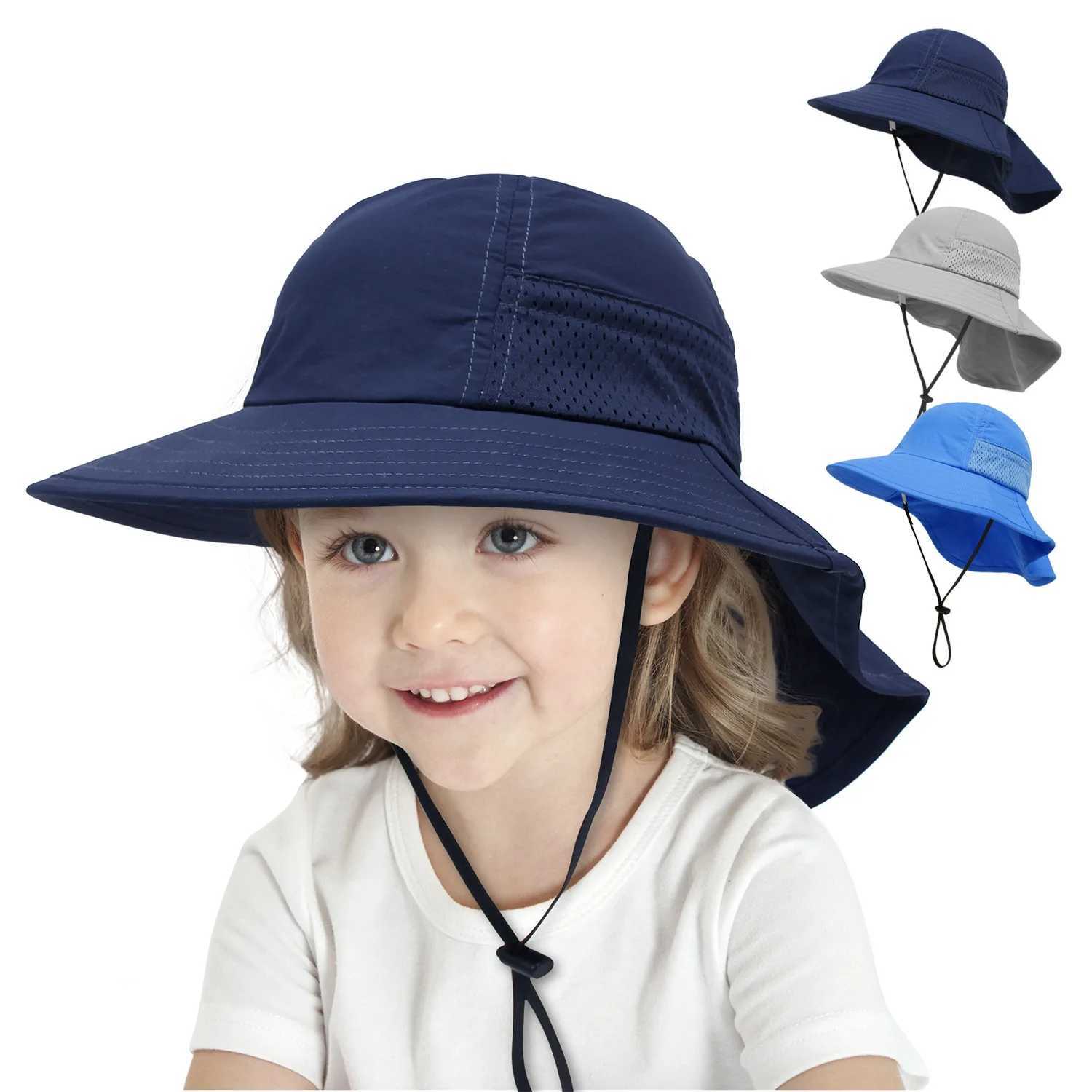 Caps Hats Baby Summer Hat Neck Protection Beach Children Sun Hat Girls Adjustable Children Panama Hat Baby Accessories 6M-6Y H241223