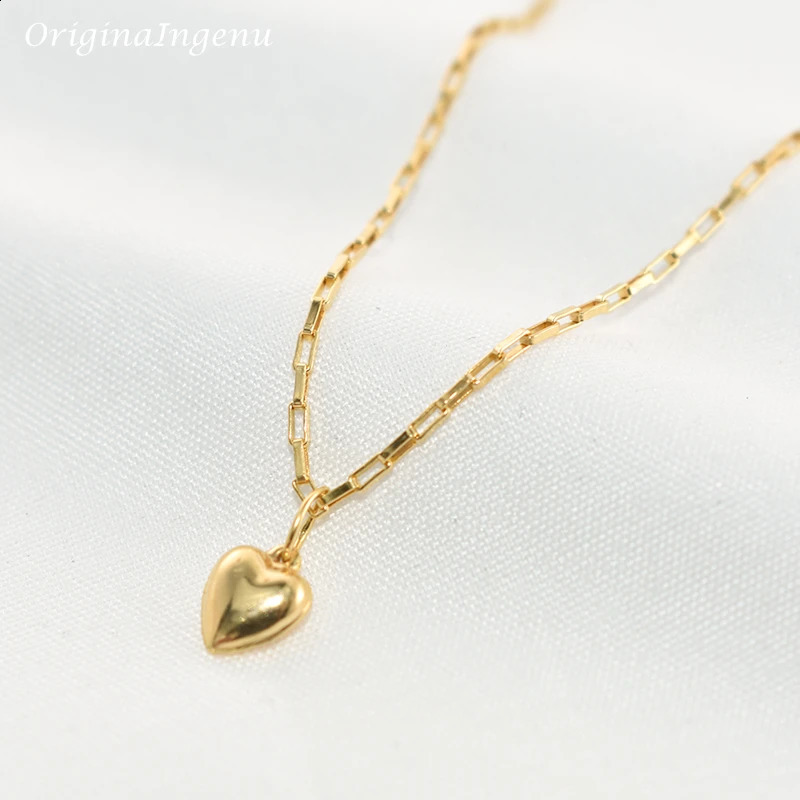 14K Gold Filled Heart Shape Necklace Minimalism Gold Necklace Gold Choker Boho Women Jewelry Pendants Collier Femme Kolye 241220