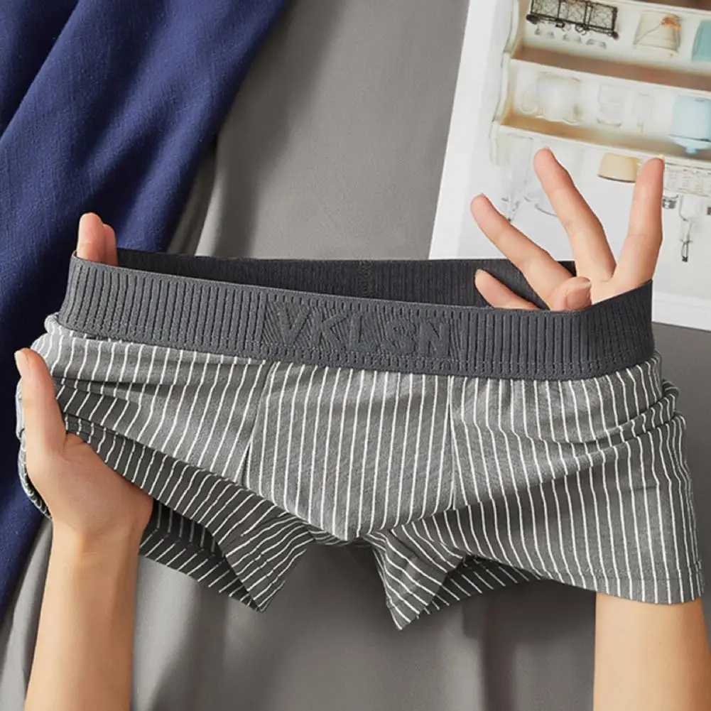 Mens Boxing Underwear ZTE Stripe Printed Patch Work Color Thin Shorts Quick Drying U-shaped Conveyor Underwear W241223