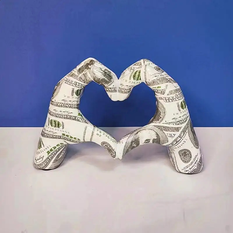 Heart Gesture Sculpture Resin Abstract Hand Love Statue Figurines Wedding Home Living Room Desktop Ornaments 241223