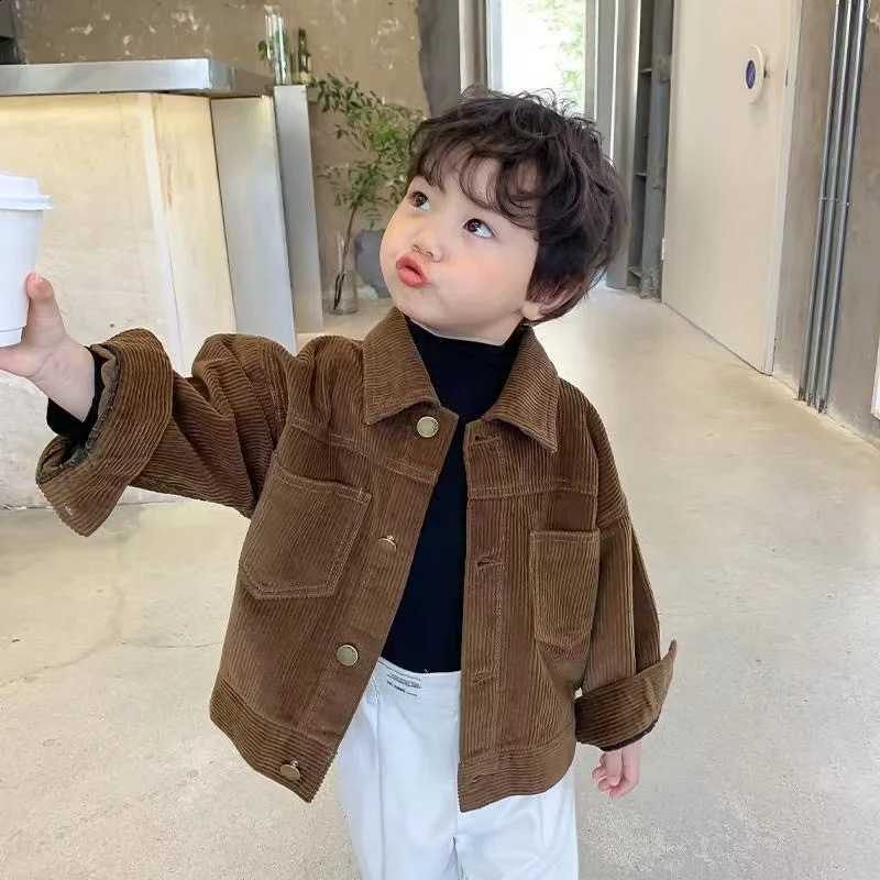 Boy Jackets Kids Coats Corduroy Fashion Children Outerwear Spring Autumn -A077 241223